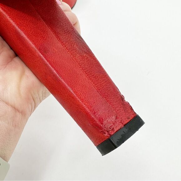 Stuart Weizmann Black Red and White Wide Strap Platform Sandals with Ankle Strap - Picture 8 of 15